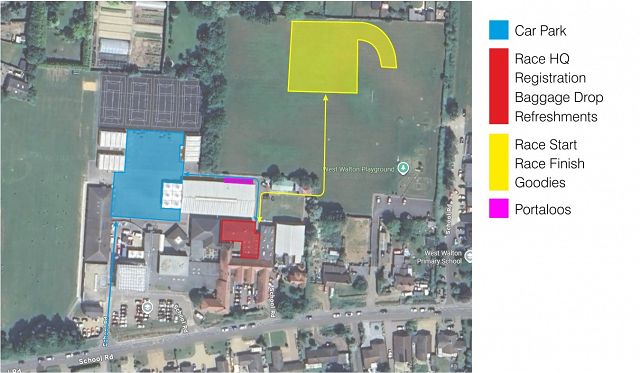Map view showing start area and race HQ